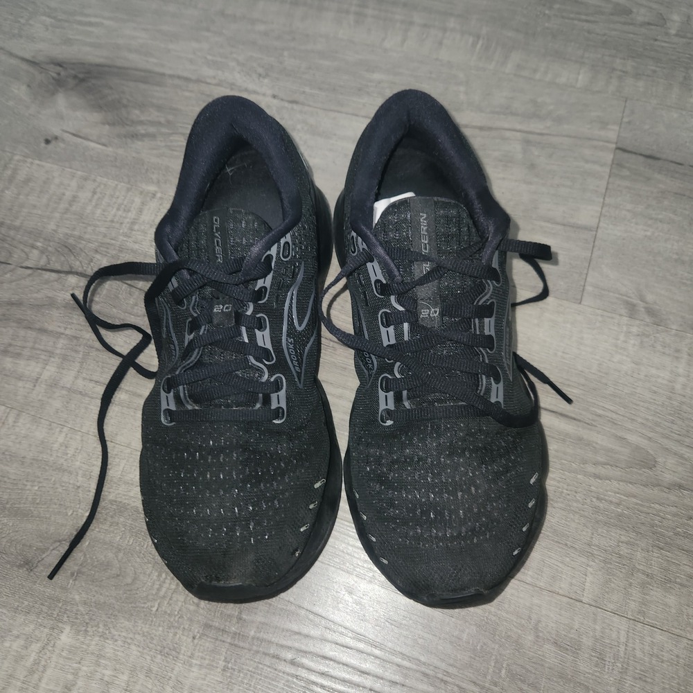 Brooks Glycerin 20 Mens Running Shoes Triple Black Neutral Cushion Sneakers